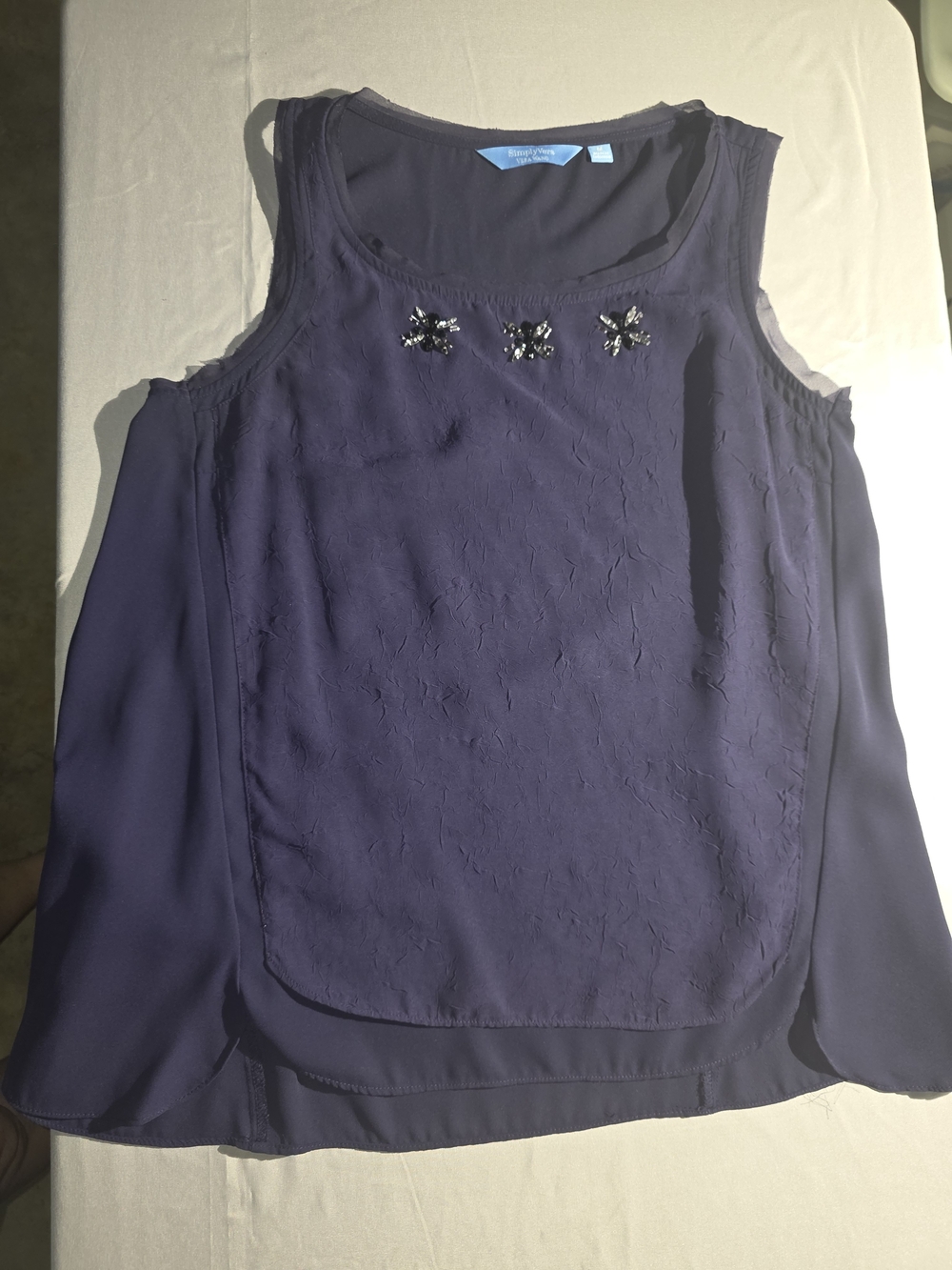 Vera Wang Women's Sleeveless Blouse In Purple With Black/Gray Accents